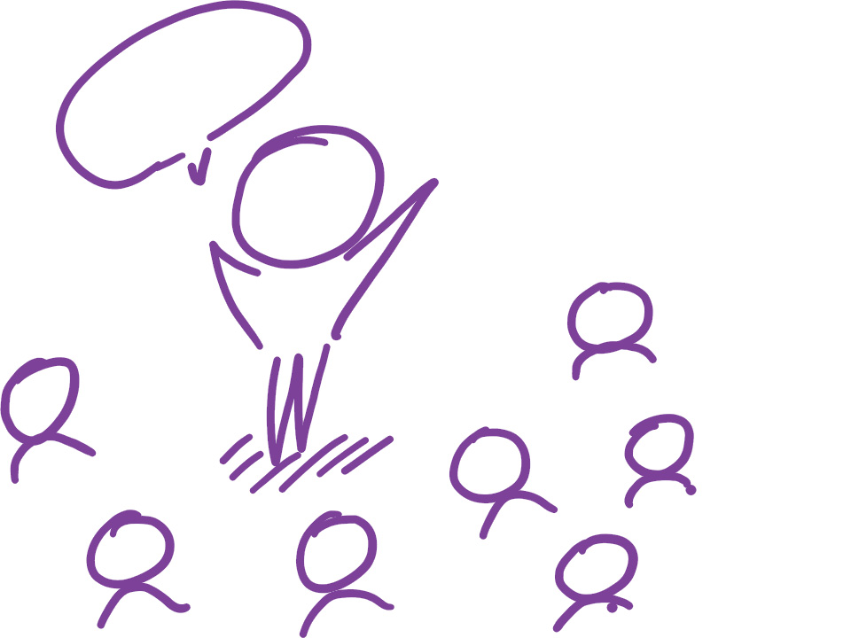 An illustration showing a manager standing in front of their team, indicating leadership and direction.