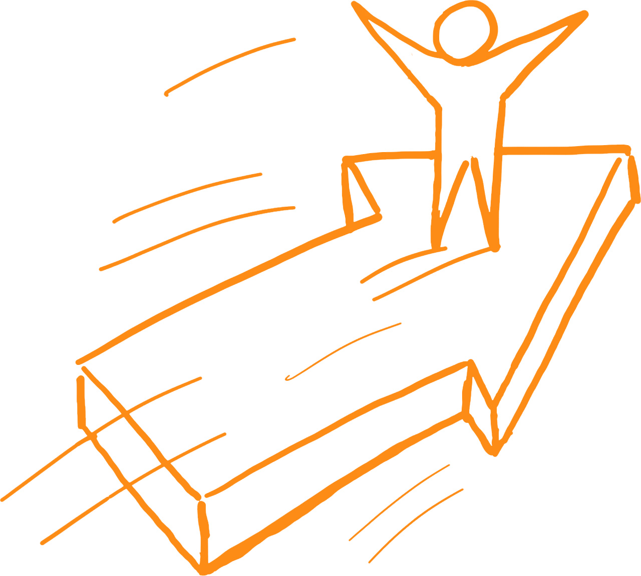 An illustration portraying a person standing atop an arrow, symbolizing growth and progress. The individual appears confident and upward-looking, indicating their success and advancement.